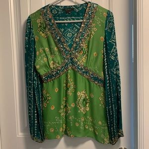 Green glitzy jeweled tunic